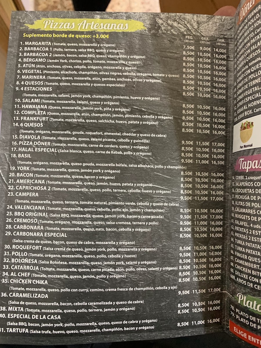 Menu Milán Kebab Pizzería-8